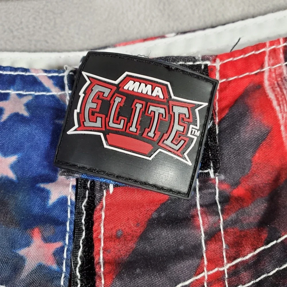 MMA Elite Board Shorts Mens XL Red Black USA Flag Skull‎ Graphic Patriotic Beach